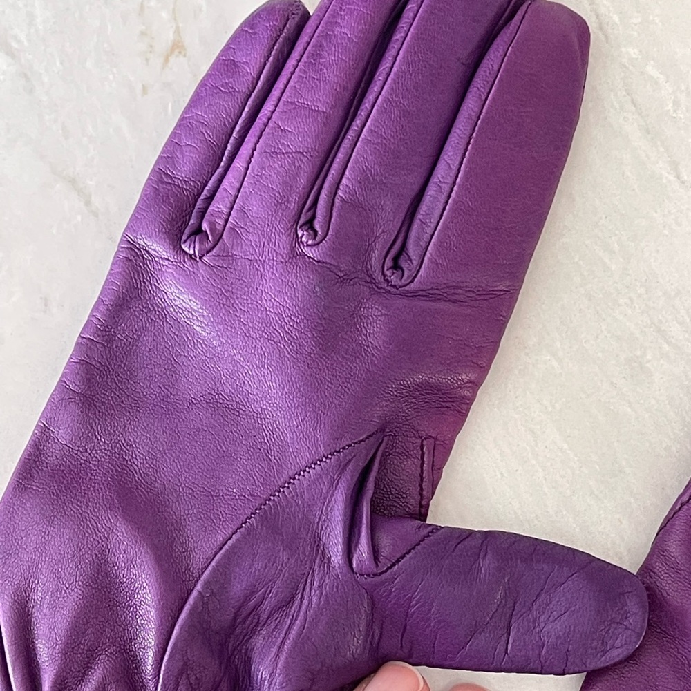 PIUMELLI Milano Retro Purple & Brown Cashmere Lined Leather Gloves, Size 7/Small - Picture 5 of 16